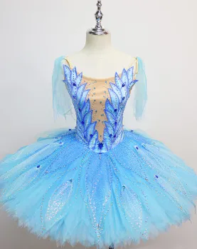 Professional Blue Bird Princess V-neck Tutu Costumes YAGP Stage